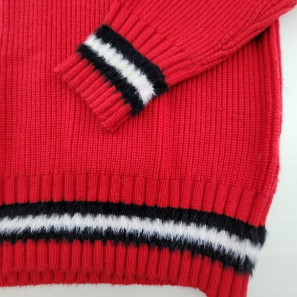 Broadway 38 Sweater Womens M Red Y2K VTG Varsity V Neck Pullover Preppy EUC - Picture 5 of 13